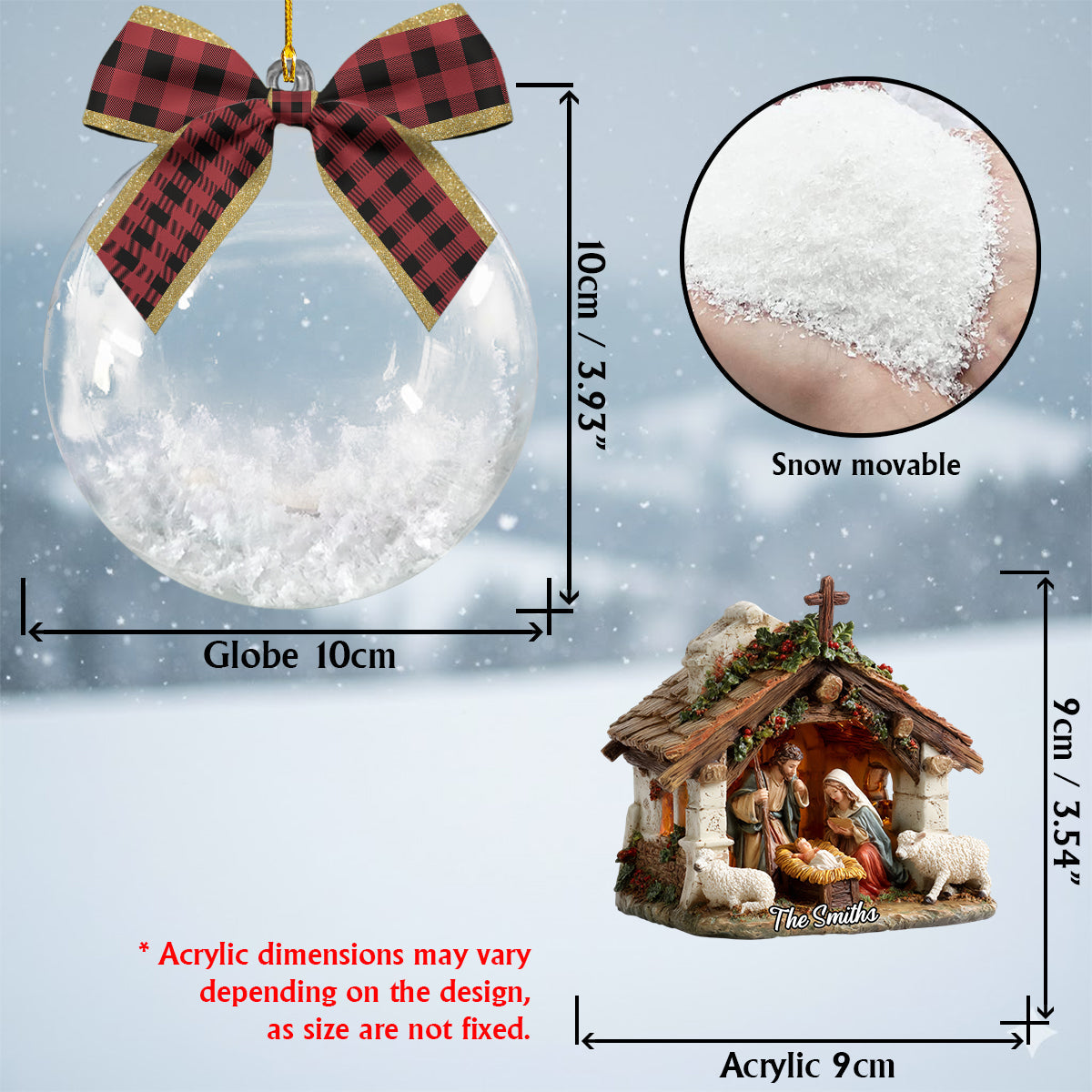 En Dieu nous avons confiance - Boule à neige chrétienne personnalisée avec nœud