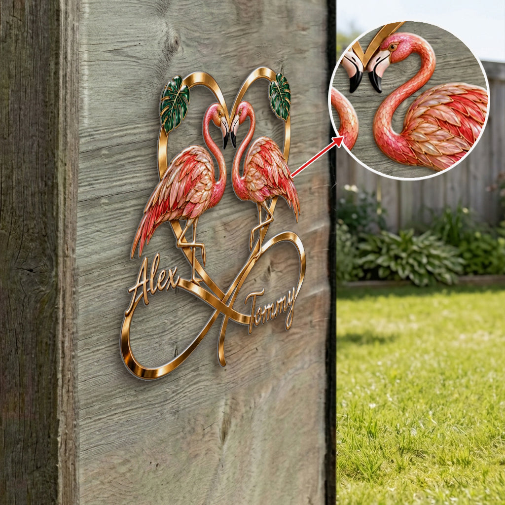 Vous & Moi, Nous Avons Ça - Panneau Métallique Découpé Personnalisé Flamant Rose Imprimé en 3D