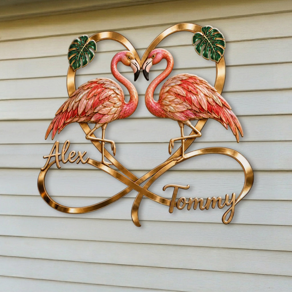 Vous & Moi, Nous Avons Ça - Panneau Métallique Découpé Personnalisé Flamant Rose Imprimé en 3D