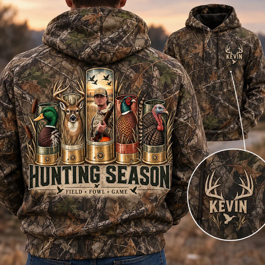 Jagdsaison Camo Shirt/ Hoodie - Personalisierte Jagd All Over Shirt