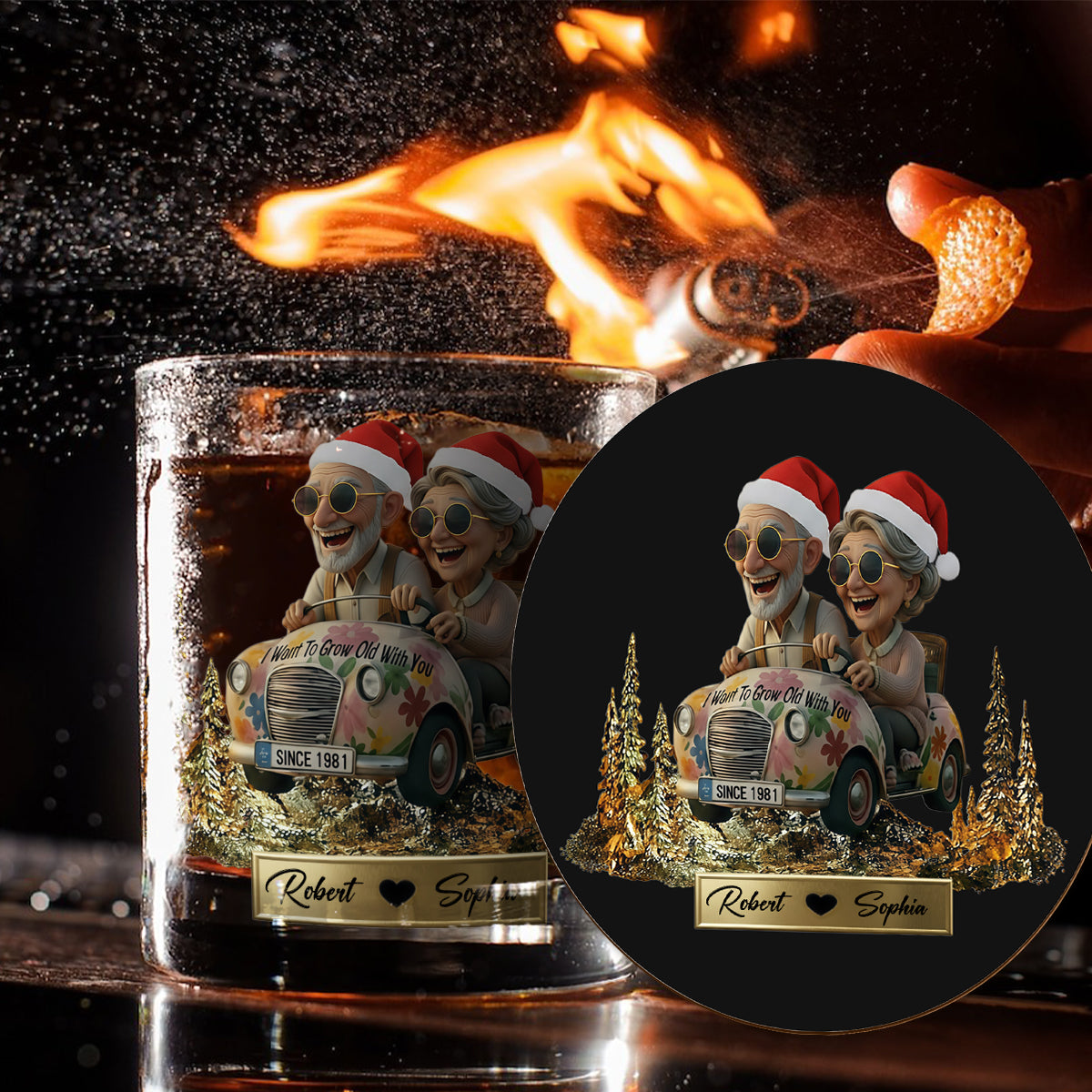 I Want To Grow Old With You - Personalized Couple Whiskey Decanter Set