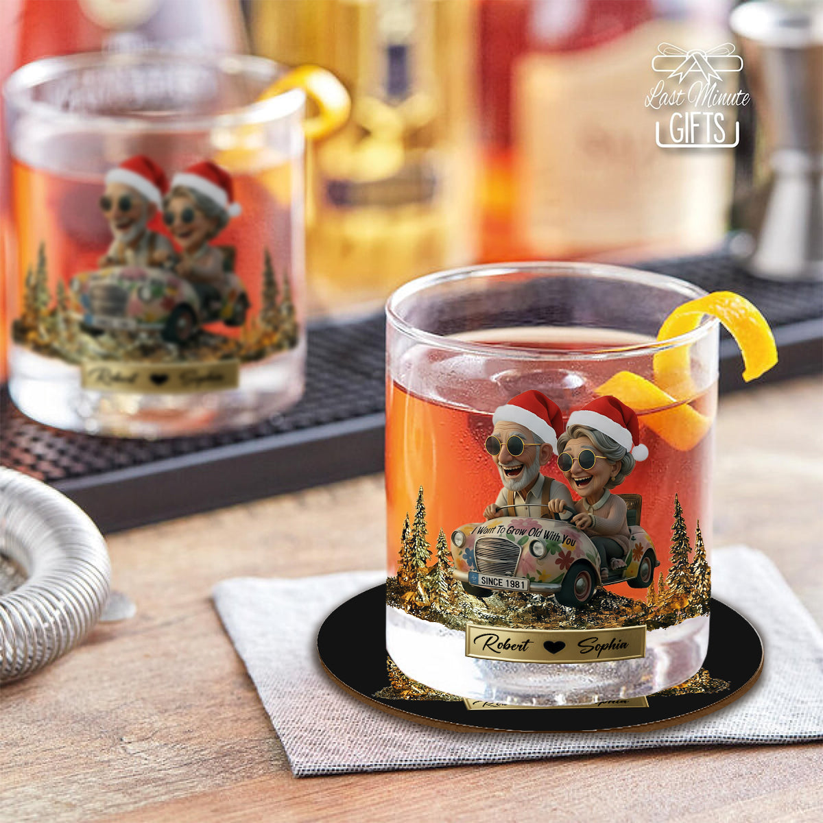 I Want To Grow Old With You - Personalized Couple Whiskey Decanter Set