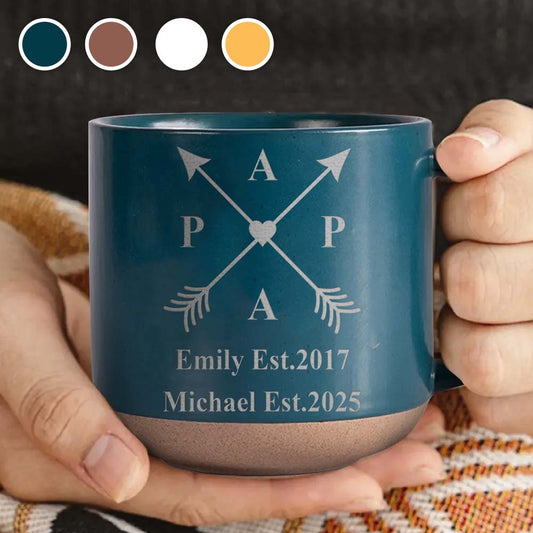 Best Papa Ever - Personalized Father Engraved Pottery Mug