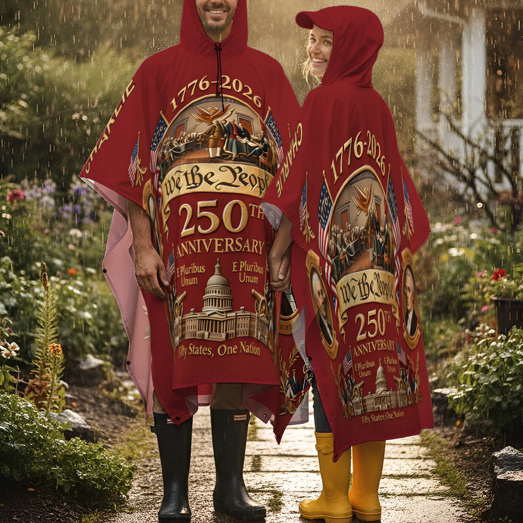 250e anniversaire de l'Amérique - Poncho imperméable patriotique personnalisé