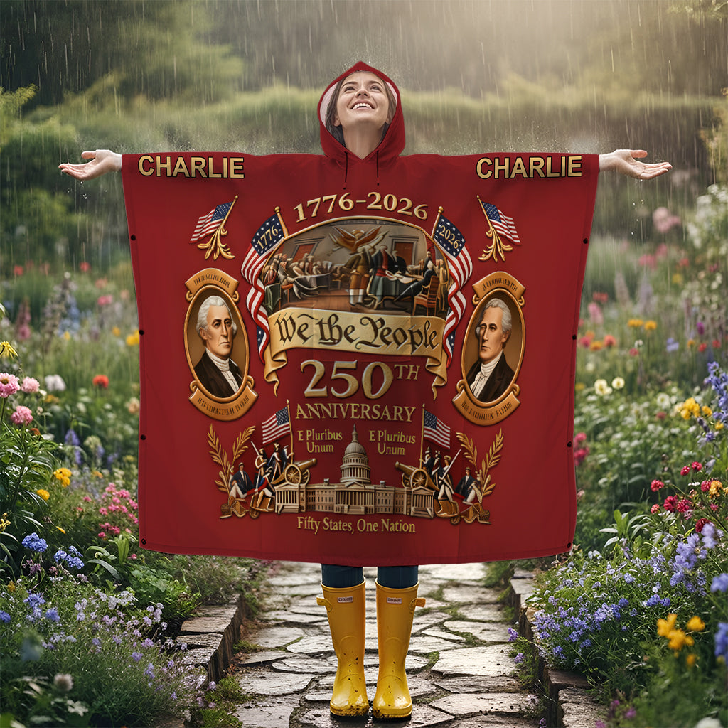 250e anniversaire de l'Amérique - Poncho imperméable patriotique personnalisé