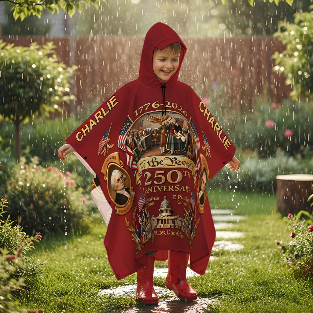 250e anniversaire de l'Amérique - Poncho imperméable patriotique personnalisé