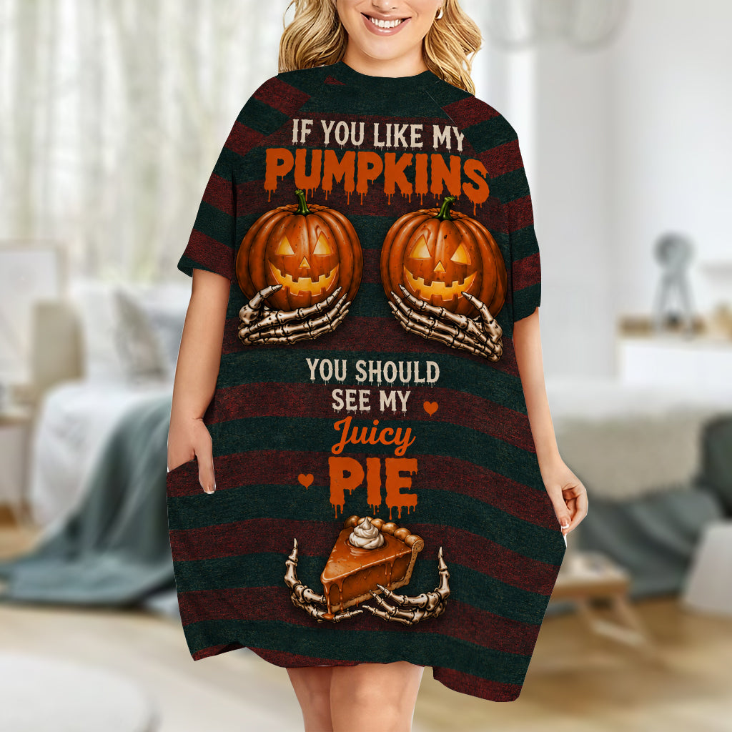 Cadeau d'Halloween Amusant - Robe T-Shirt de Nuit Personnalisée pour Couples Épicés
