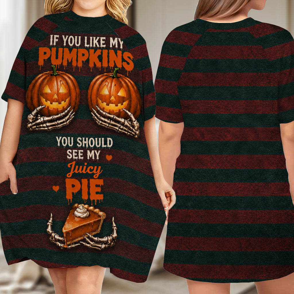 Cadeau d'Halloween Amusant - Robe T-Shirt de Nuit Personnalisée pour Couples Épicés