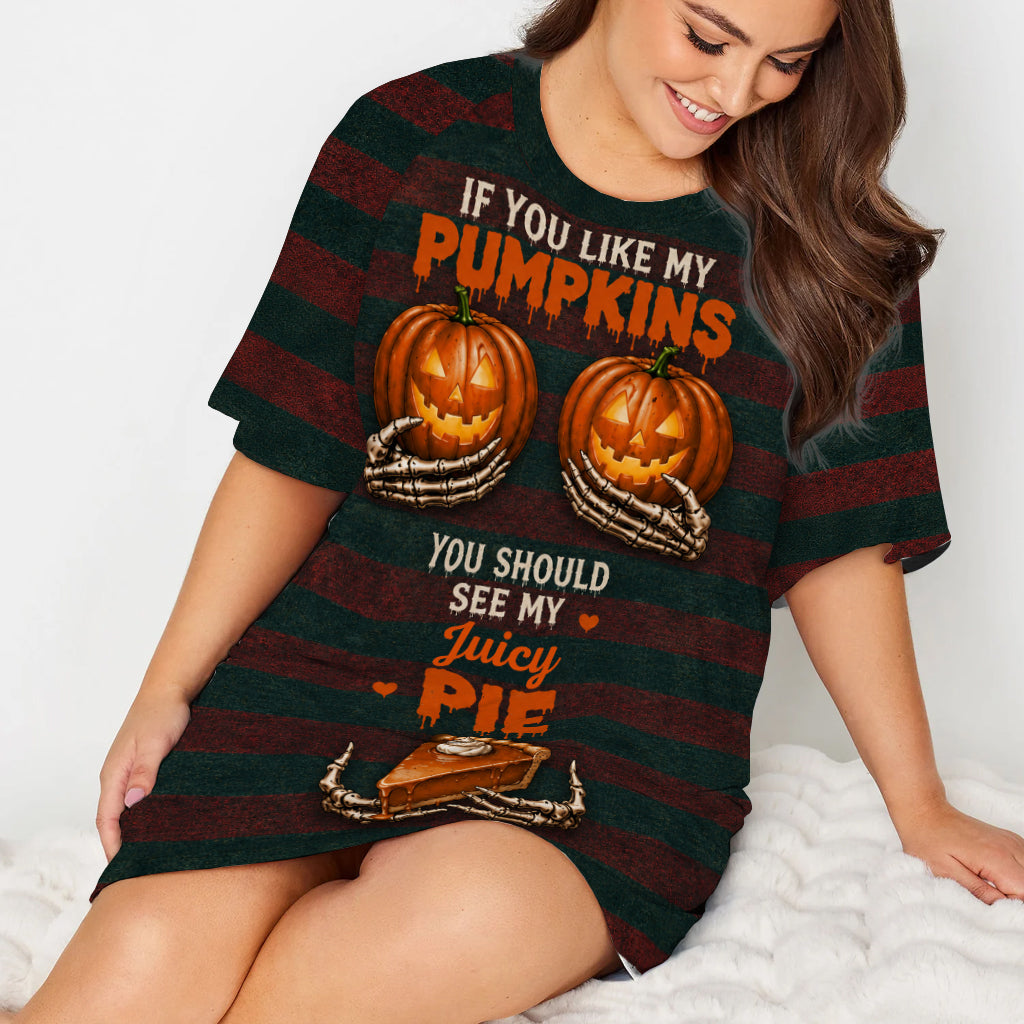 Cadeau d'Halloween Amusant - Robe T-Shirt de Nuit Personnalisée pour Couples Épicés