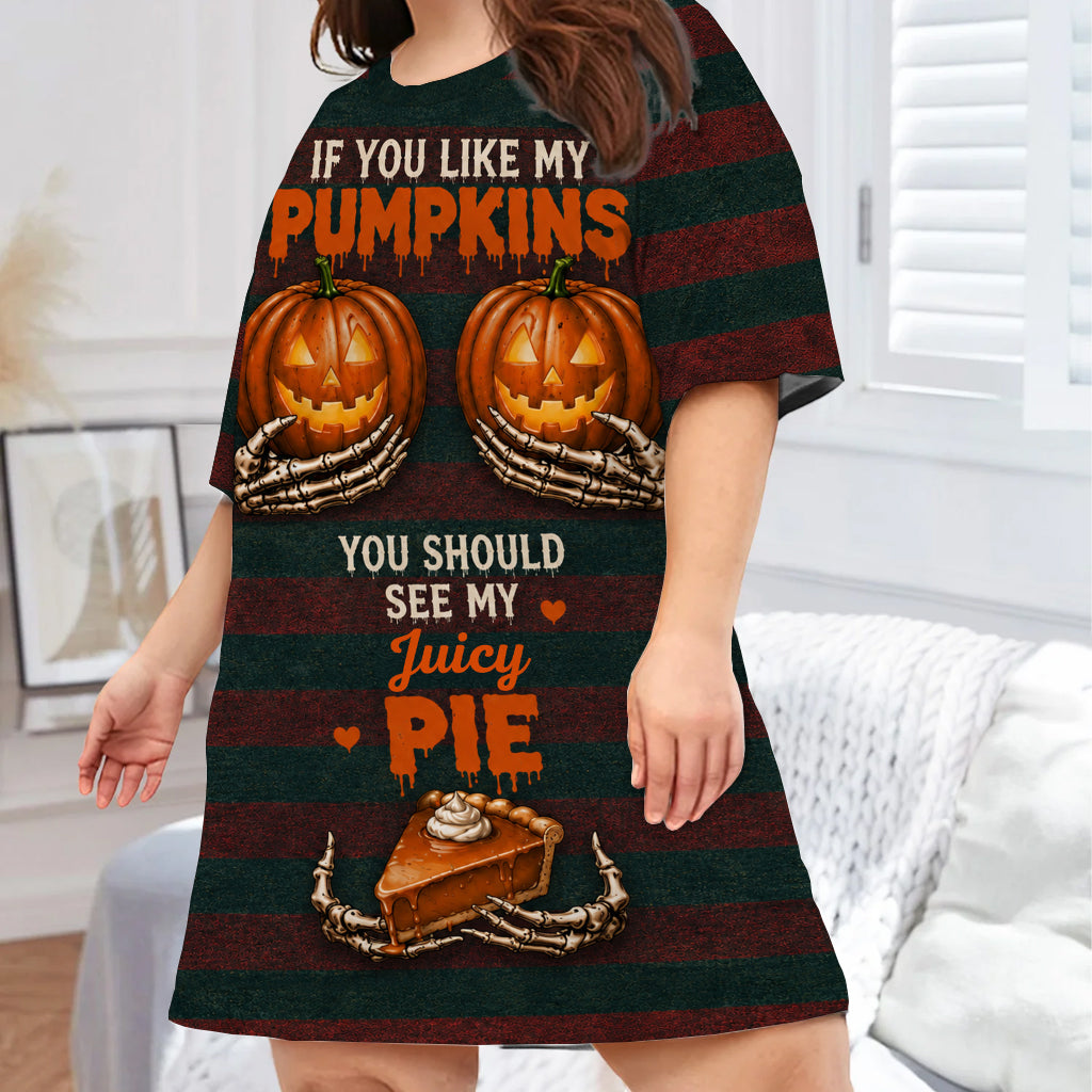 Cadeau d'Halloween Amusant - Robe T-Shirt de Nuit Personnalisée pour Couples Épicés