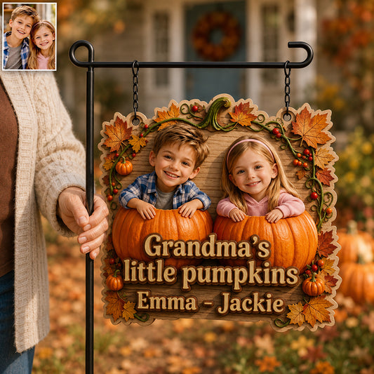 Pumpkin Garden - Personalized Grandma Wood Sign With Stake