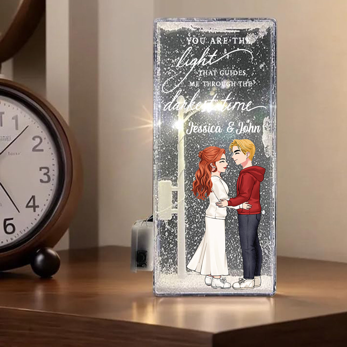 You Are The Light That Guides Me Through The Darkest Nights - Personalized Couple Snowflake Night Light
