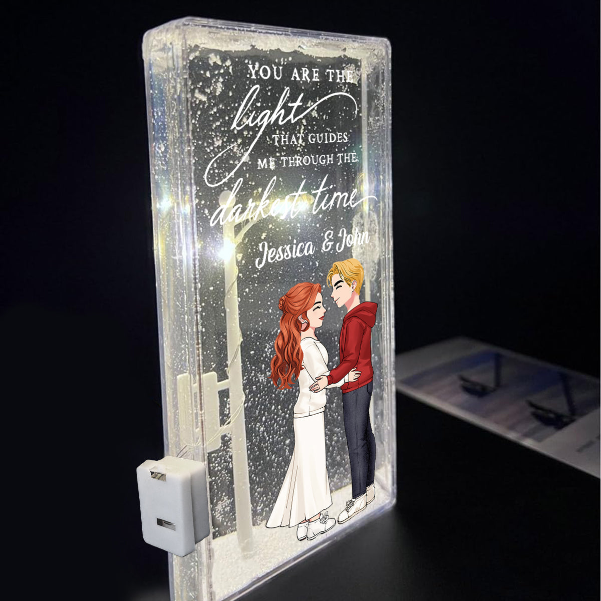 You Are The Light That Guides Me Through The Darkest Nights - Personalized Couple Snowflake Night Light
