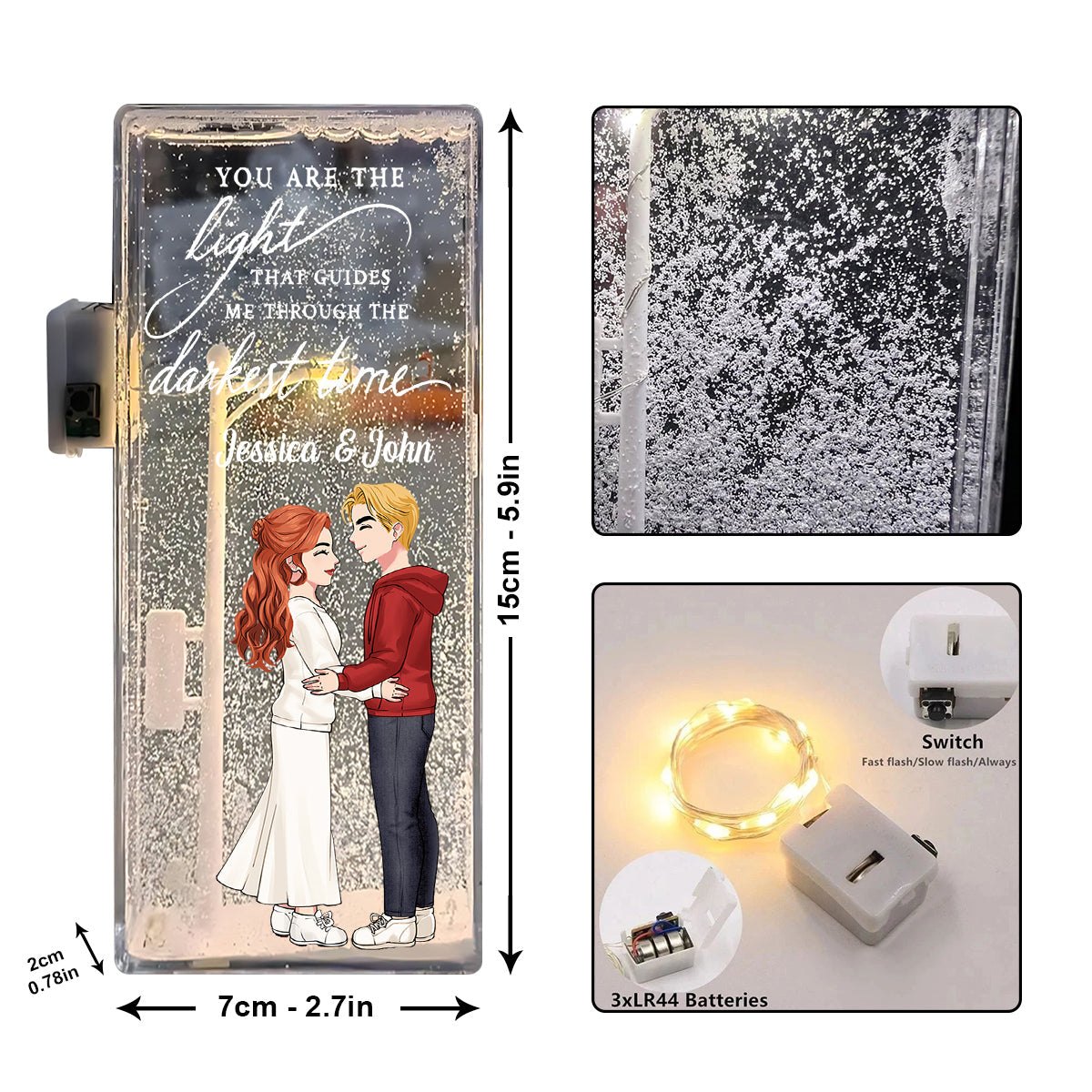 You Are The Light That Guides Me Through The Darkest Nights - Personalized Couple Snowflake Night Light