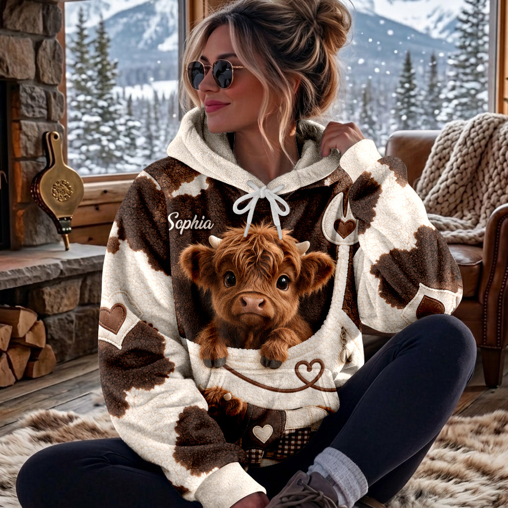 Amour des Vaches des Highlands - Sweat à Capuche Fleece Personnalisé