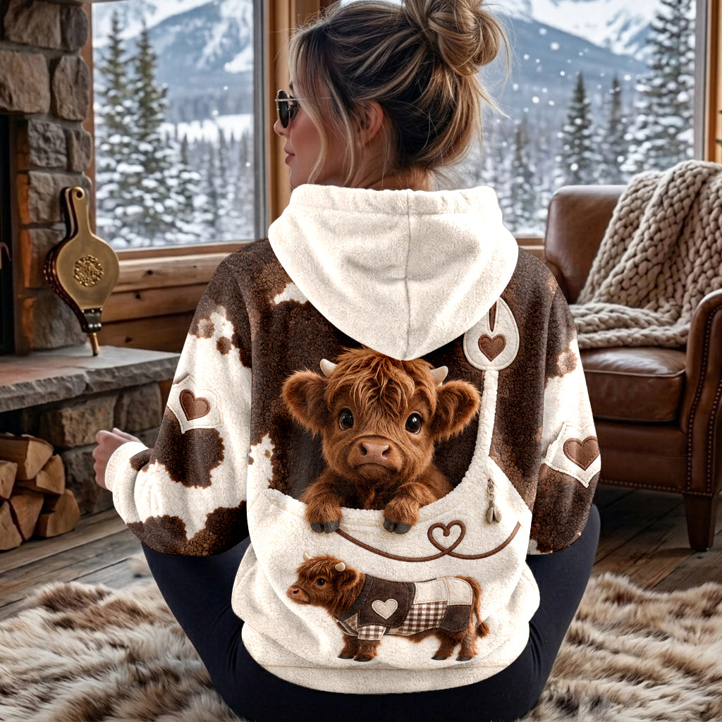 Amour des Vaches des Highlands - Sweat à Capuche Fleece Personnalisé