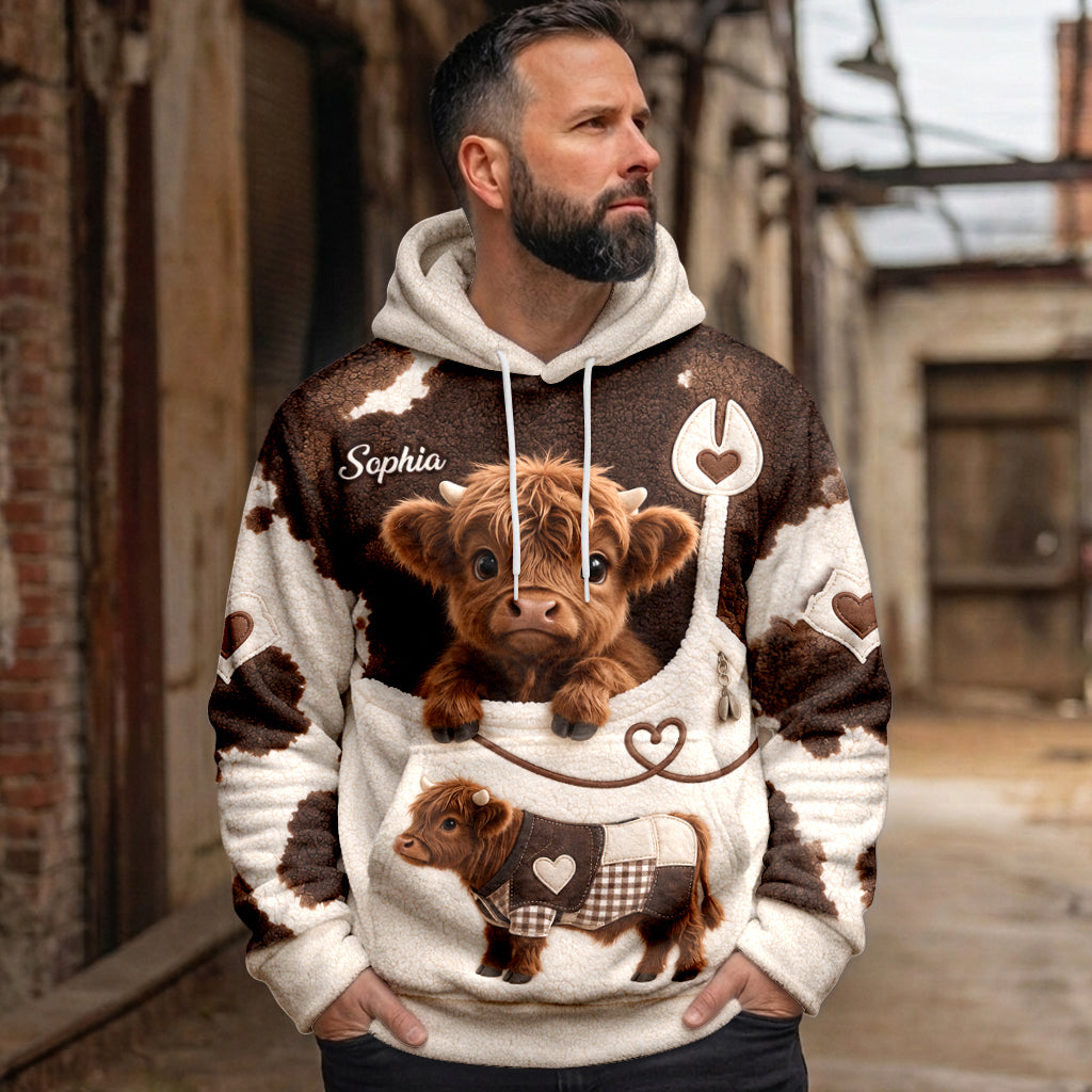 Amour des Vaches des Highlands - Sweat à Capuche Fleece Personnalisé