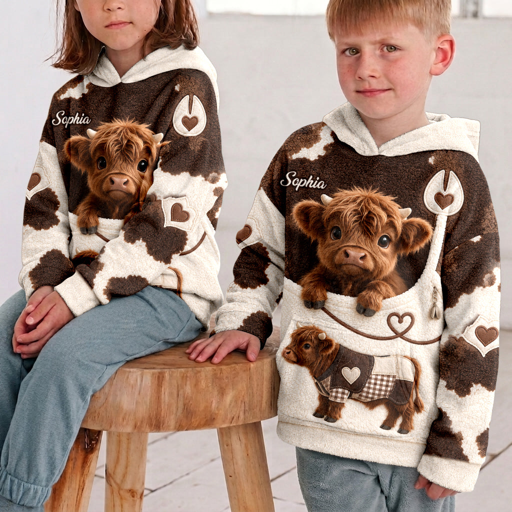 Amour des Vaches des Highlands - Sweat à Capuche Fleece Personnalisé