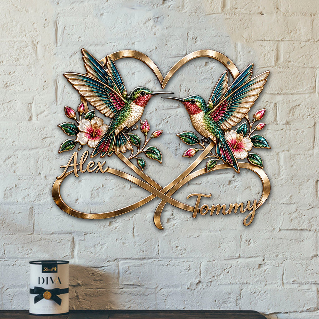 Beautiful Hummingbird Couple Bedroom Decor - Personalized Hummingbird 3D Printed Cut Metal Sign