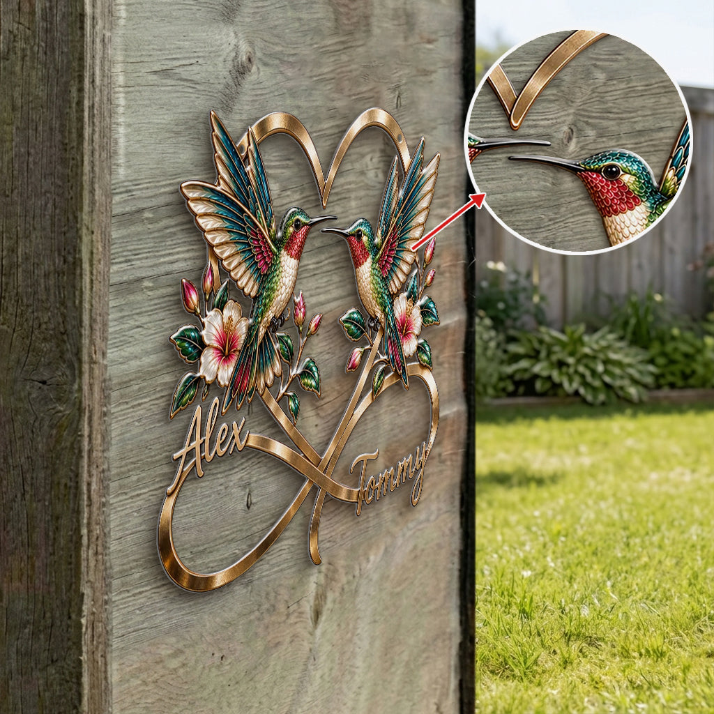 Beautiful Hummingbird Couple Bedroom Decor - Personalized Hummingbird 3D Printed Cut Metal Sign
