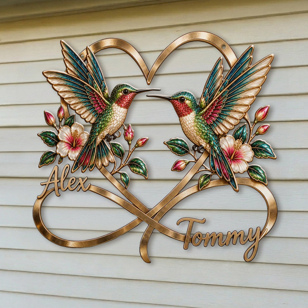 Beautiful Hummingbird Couple Bedroom Decor - Personalized Hummingbird 3D Printed Cut Metal Sign