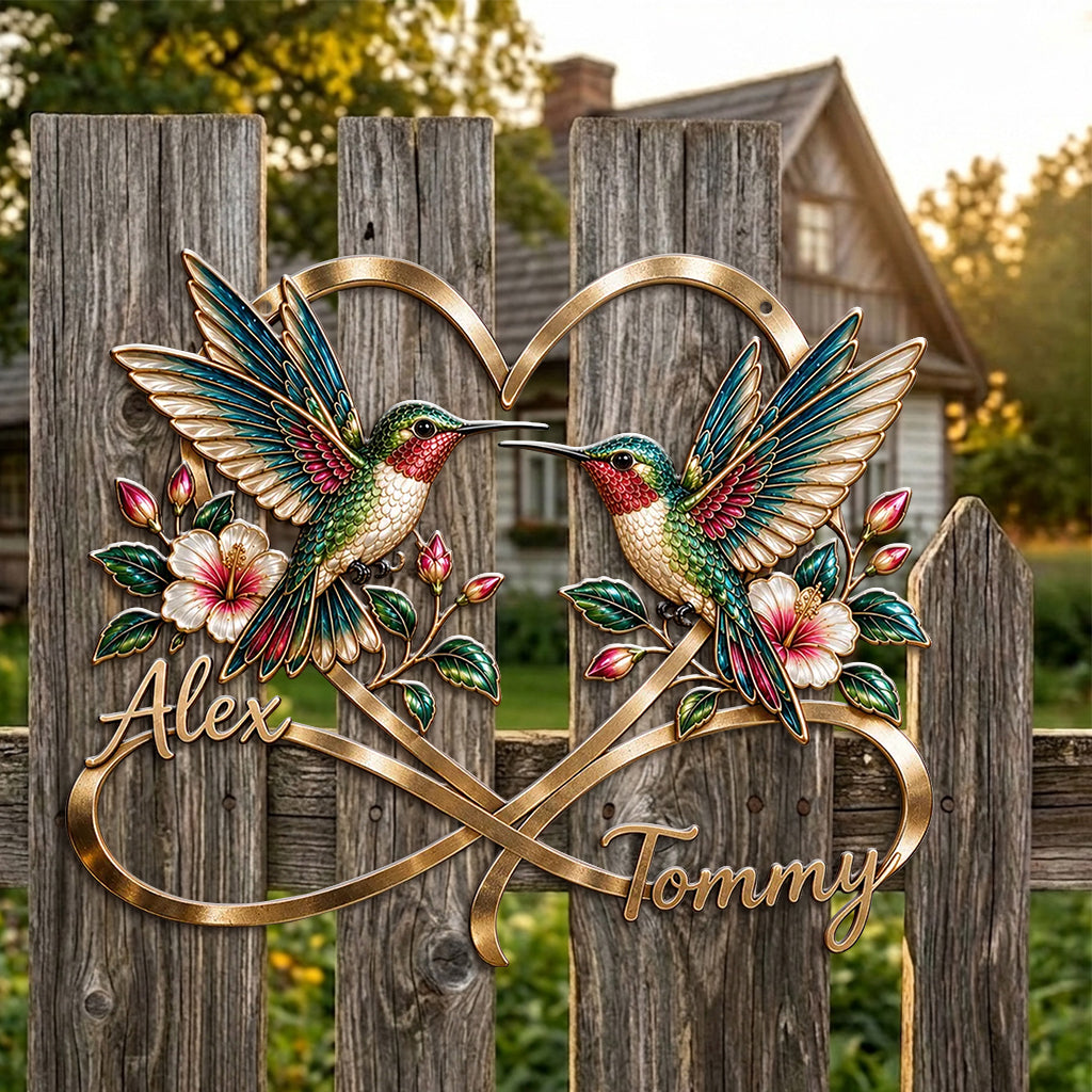 Beautiful Hummingbird Couple Bedroom Decor - Personalized Hummingbird 3D Printed Cut Metal Sign