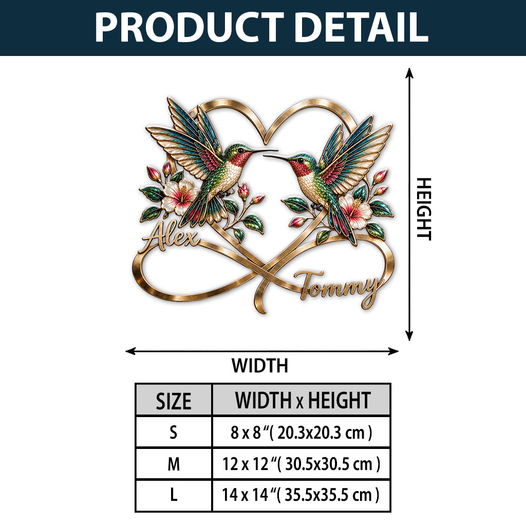 Beautiful Hummingbird Couple Bedroom Decor - Personalized Hummingbird 3D Printed Cut Metal Sign