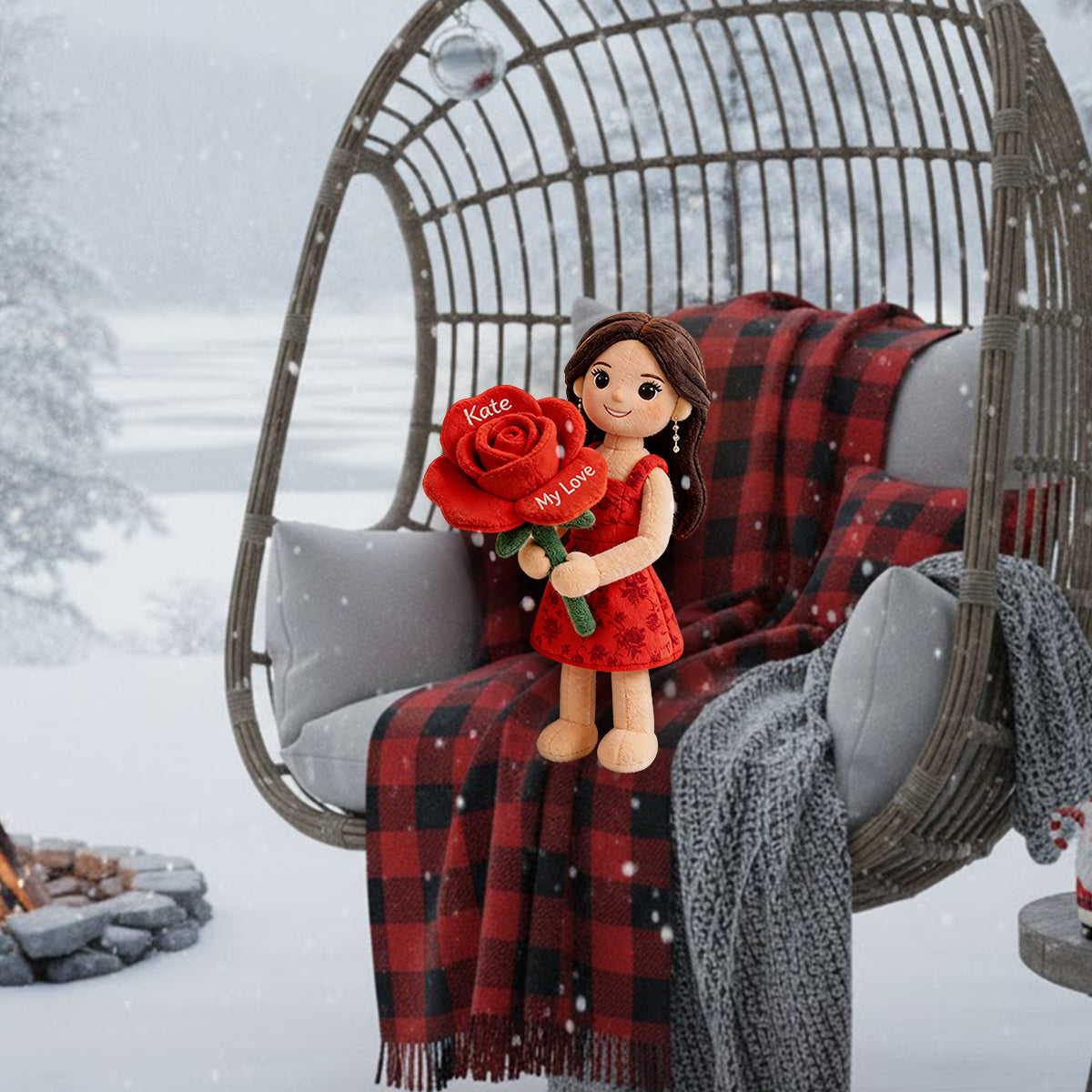 Custom Any Photo Birth Flower - Personalized Self Love Premium Faux Fur Pillow