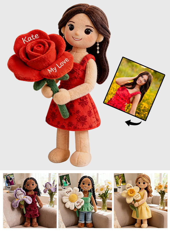 Custom Any Photo Birth Flower - Personalized Self Love Premium Faux Fur Pillow