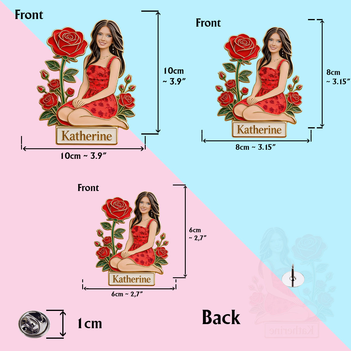 Épingle personnalisée « Amour de soi » avec photo et fleur de naissance - Épingle personnalisée