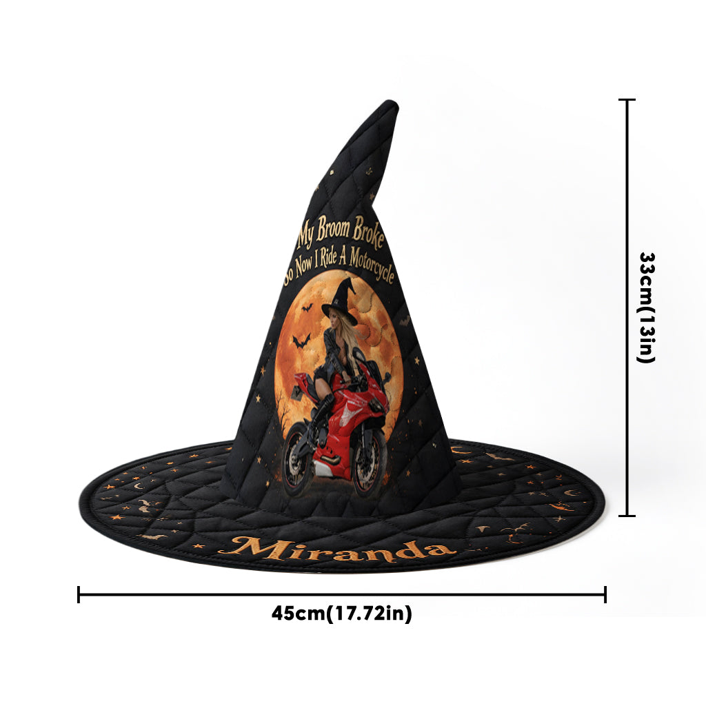 My Broom Broke - Personalized Biker Quilt Witch Hat