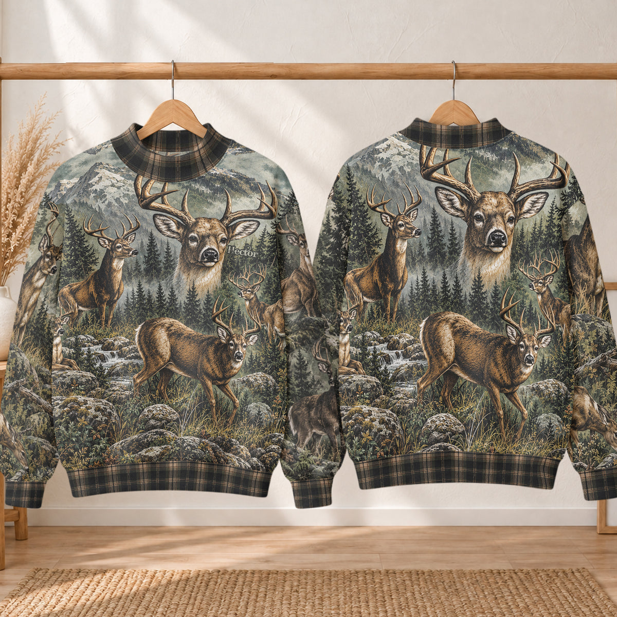 90s Retro Hunting Gift - Personalized Hunting Mock Neck Sweatshirt