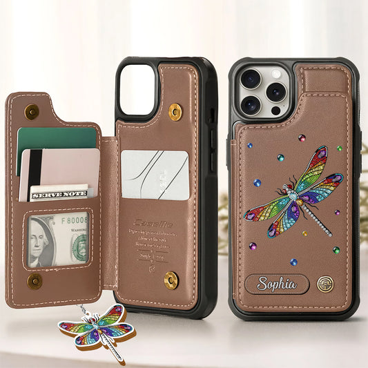 Magnifique libellule - Étui portefeuille personnalisé pour téléphone avec motif libellule