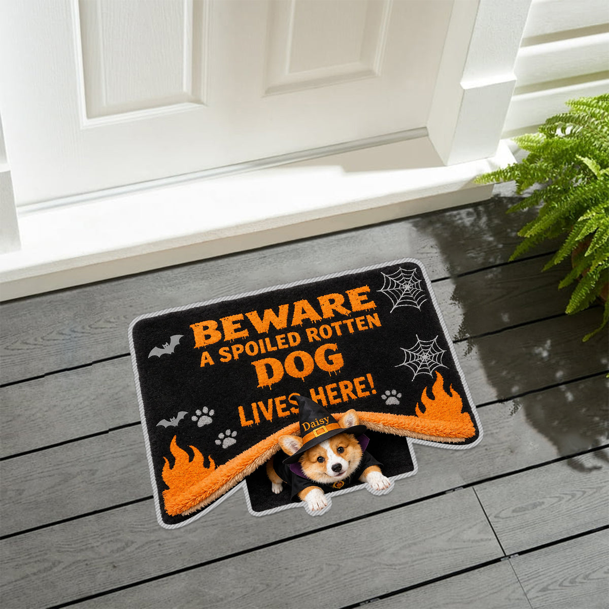 Achtung: Verwöhnter Hund - Personalisierter rutschfester Teppich