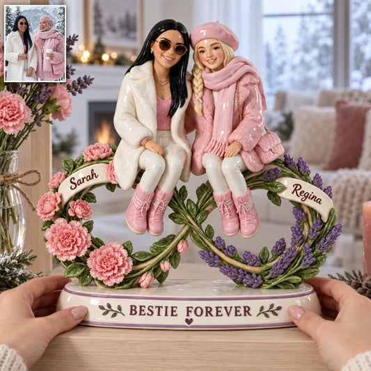 Bestie Für Immer Floral - Personalisierte Bestie 3D Plakette