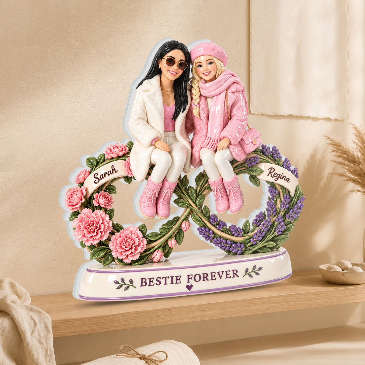 Bestie Forever Floral - Personalized Bestie 3D Plaque