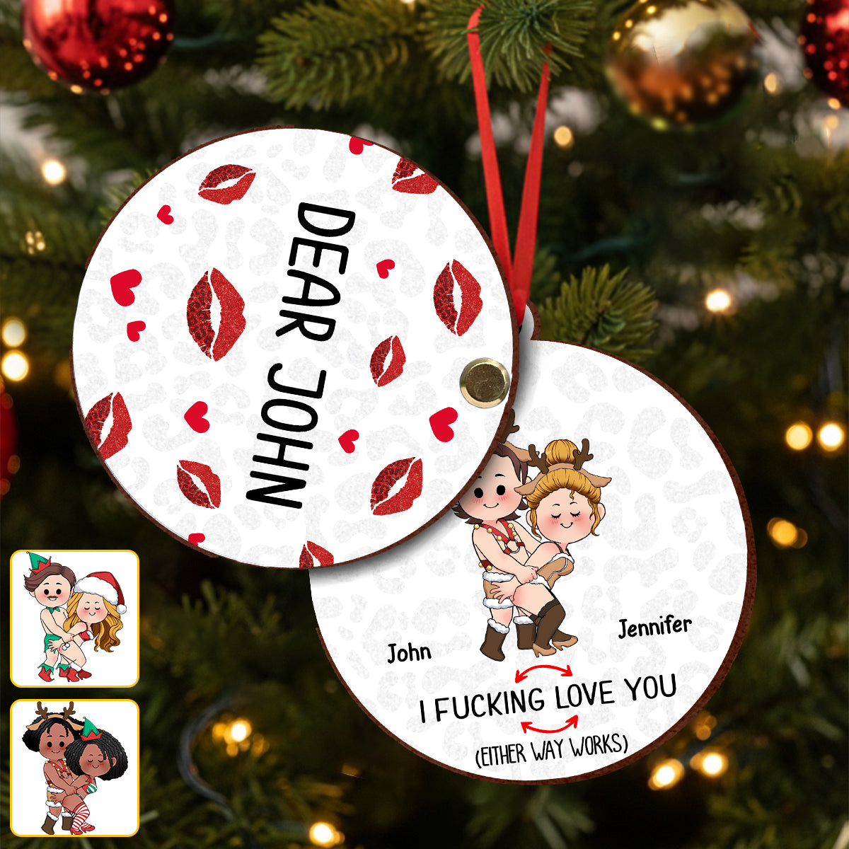Surprise Gift For Him - Personalized Couple Flip Ornament