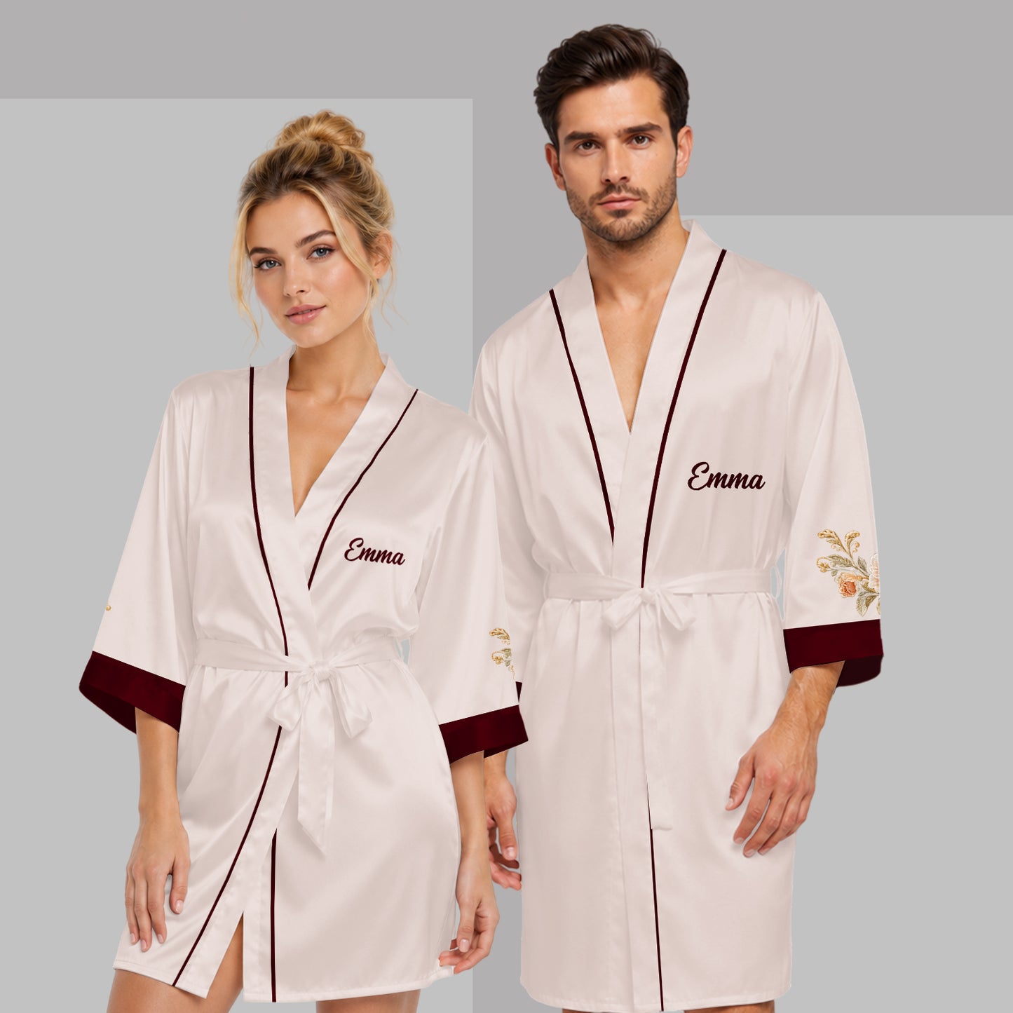 Pretty Girl - Personalized Spicy Couple Satin Robe