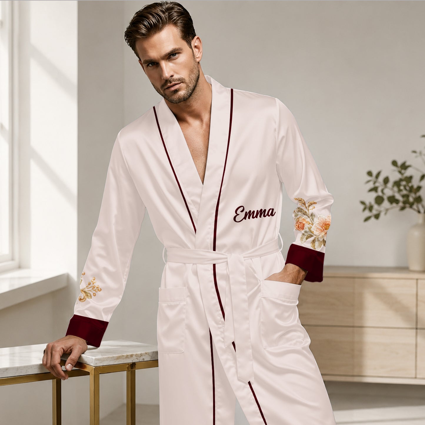 Pretty Girl - Personalized Spicy Couple Satin Robe