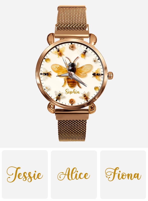 Montre-bracelet personnalisée pour femme « Juste une fille qui aime les abeilles » - Motif abeille