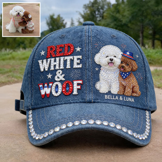 Rot, Weiß & Woof - Personalisierte Hundekappe
