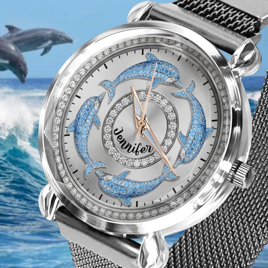 Love Dolphins - Personalized Dolphin Women Hand Watch