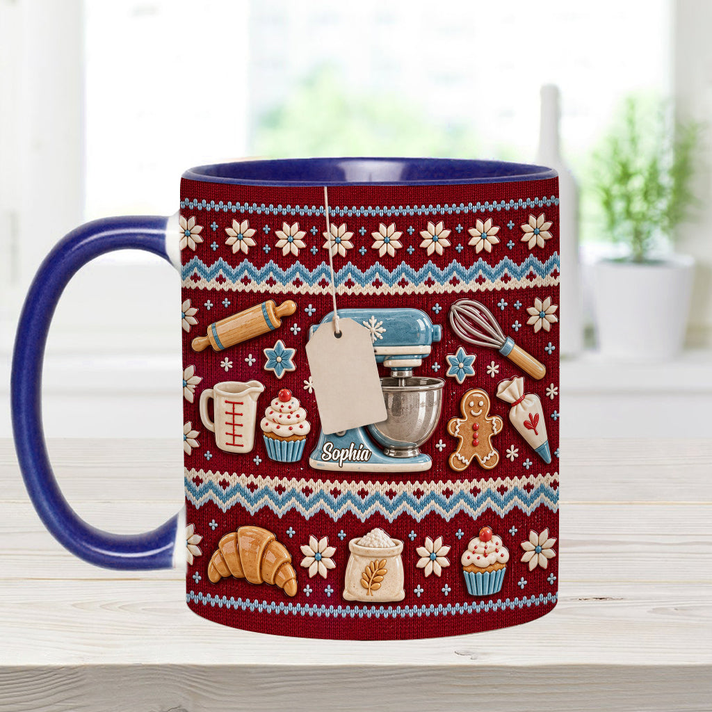 Ugly Pattern Love Baking - Personalized Baking Accent Mug & Coaster