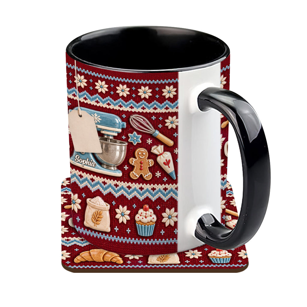 Ugly Pattern Love Baking - Personalized Baking Accent Mug & Coaster