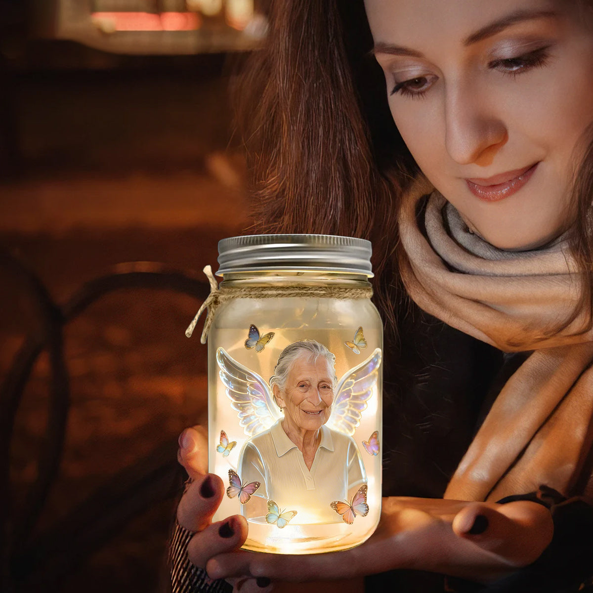 Your Wings Were Ready But My Heart Was Not - Personalized Memorial Mason Jar Light