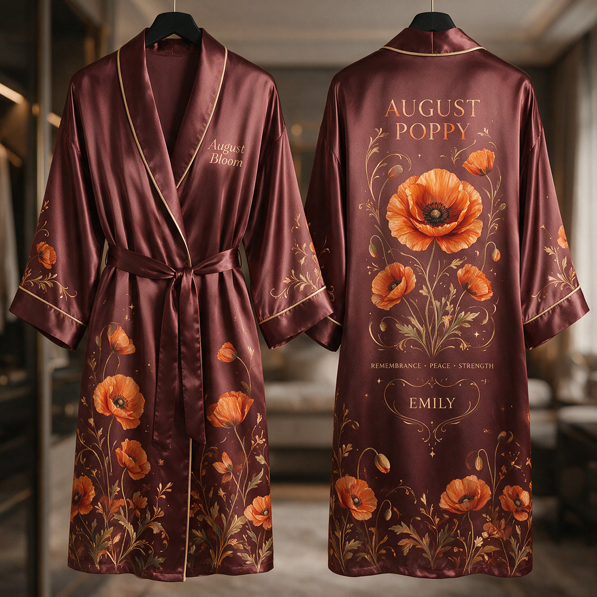 Robe de Luxe Fleurs de Mois de Naissance - Robe Satin Personnalisée
