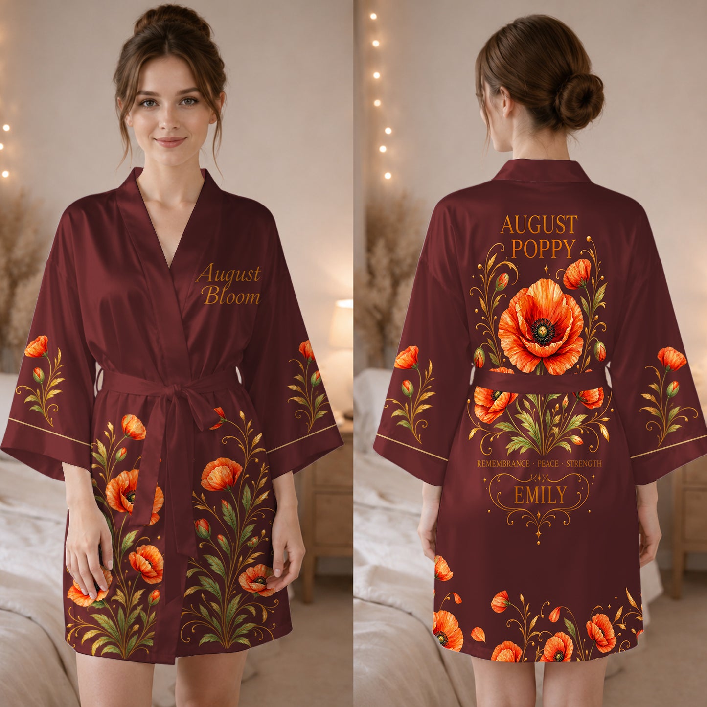 Robe de Luxe Fleurs de Mois de Naissance - Robe Satin Personnalisée