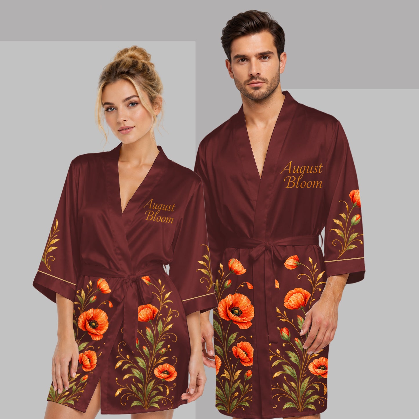 Robe de Luxe Fleurs de Mois de Naissance - Robe Satin Personnalisée