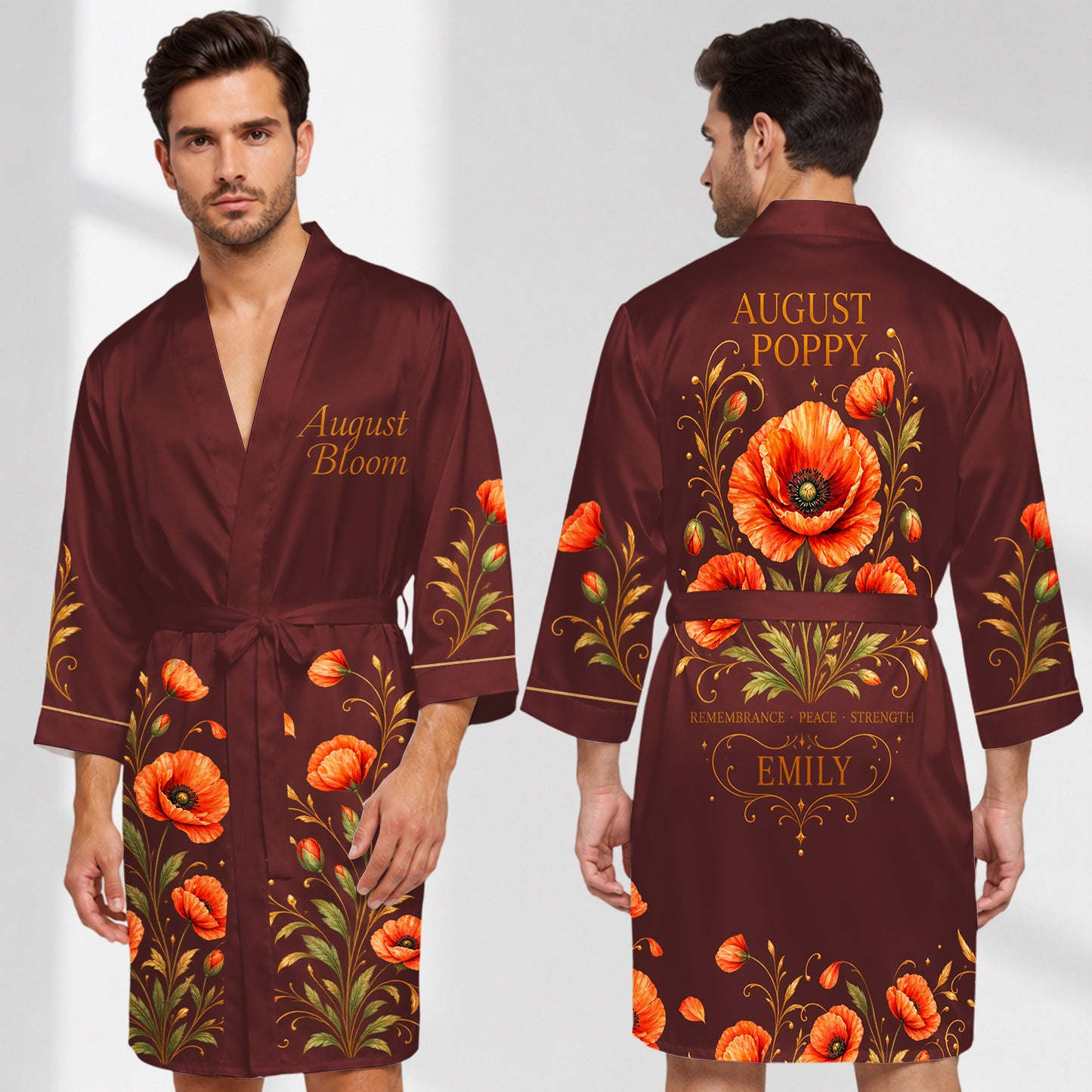 Robe de Luxe Fleurs de Mois de Naissance - Robe Satin Personnalisée