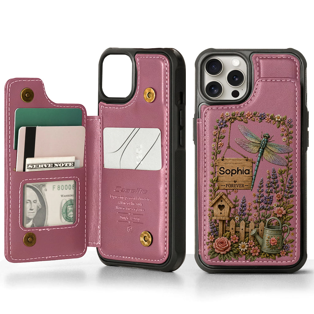 Humingbird, Dragonfly - Personalized Gardening Wallet Phone Case